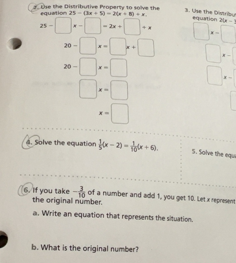تم الحل:Use the Distributive Property to solve the 3. Use the Distribut ...