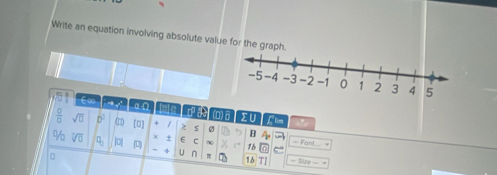 Write an equation involving absolute value for the graph.