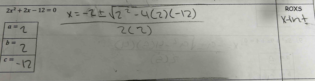 2x^2+2x-12=0 ROXS