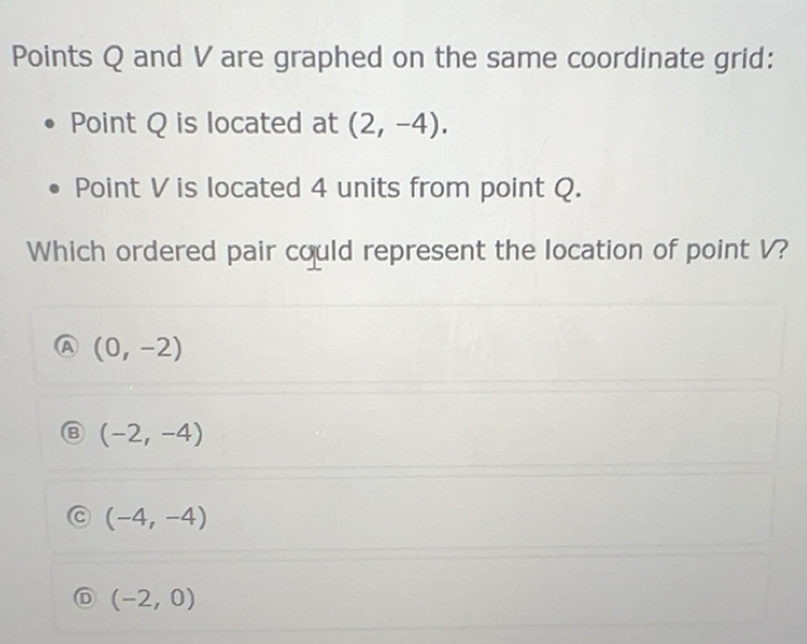 Solved: Points Q and V are graphed on the same coordinate grid: Point Q ...