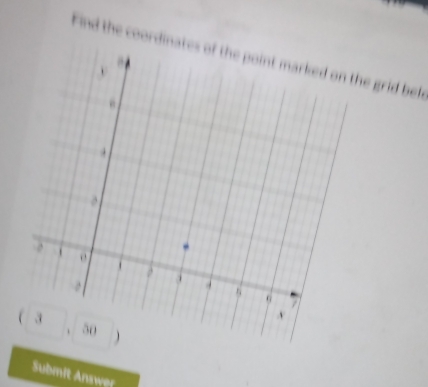 Find the coordinae grid bef
Submit Answer