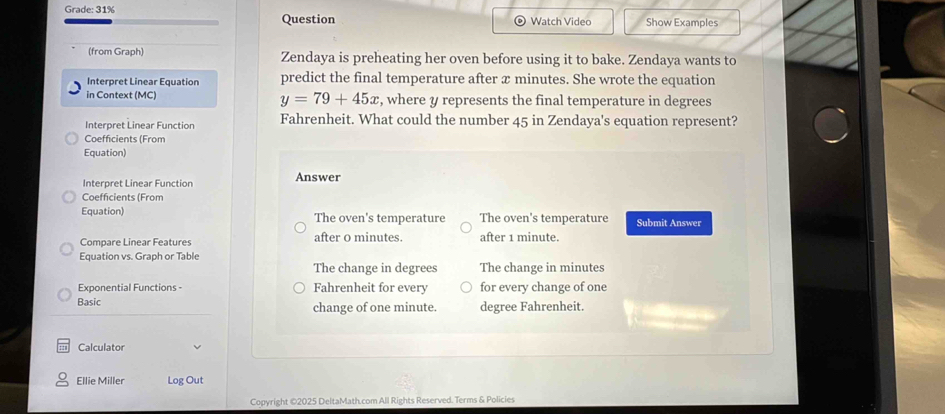 Solved: Grade: 31% Question Watch Video Show Examples (from Graph ...