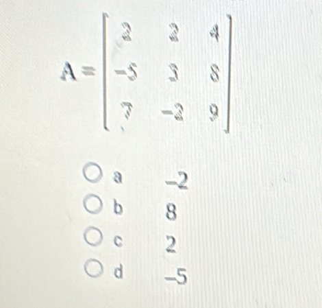 a -2
b 8
C 2
d -5