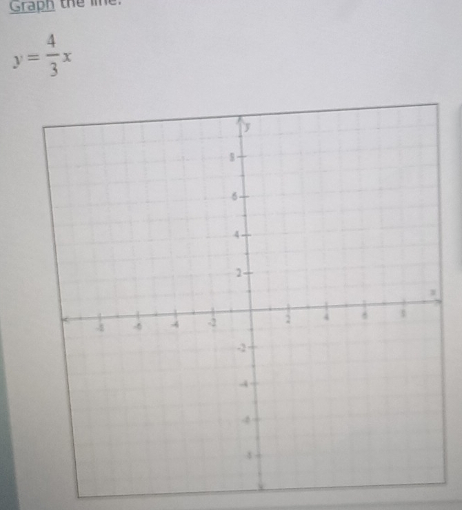 Graph the lie:
y= 4/3 x