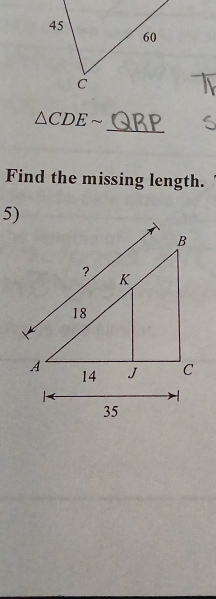 △ CDEsim
Find the missing length.