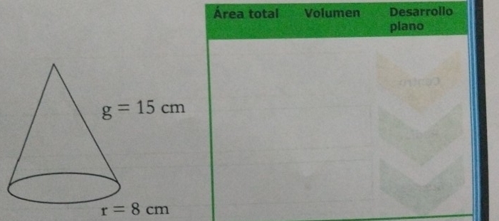 Área total Volumen Desarrollo
plano