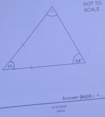 Answer (b)(ii) c= _
6131/2/20
925455