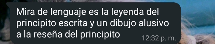 Mira de lenguaje es la leyenda del 
principito escrita y un dibujo alusivo 
a la reseña del principito 12:32 p. m.