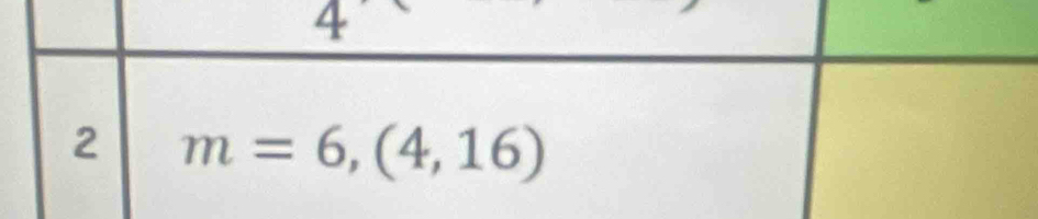 4 
2 m=6,(4,16)