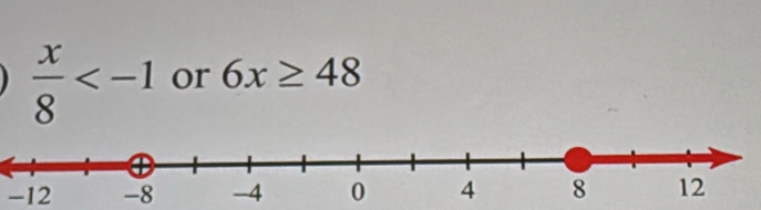  x/8  or 6x≥ 48
-12