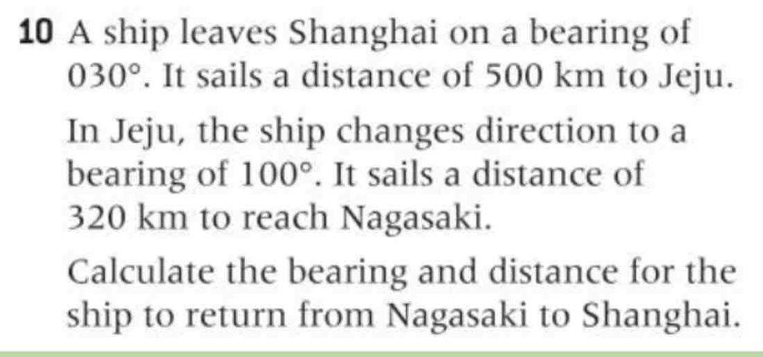 Solved: A ship leaves Shanghai on a bearing of 030°. It sails a ...