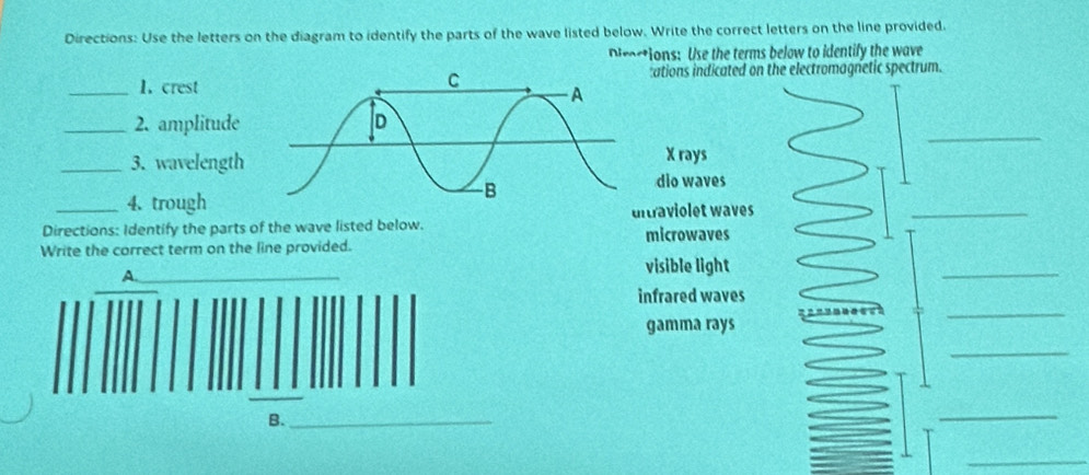 Solved: Directions: Use the letters on the diagram to identify the ...