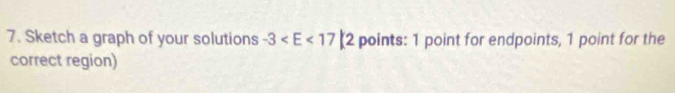 Sketch a graph of your solutions -3 ]2 points: 1 point for endpoints, 1 point for the 
correct region)