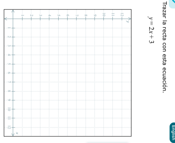 English 
Trazar la recta con esta ecuación.
y=2x+3