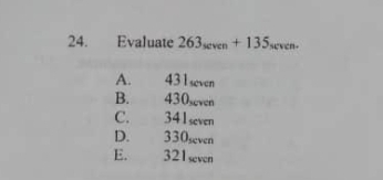 Evaluate 263_sec n+135_sec vcn.
A. 431seven
B. 430seven
C. 341seven
D. 330seven
E. 321seven