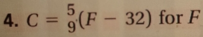 C=_9^5(F-32) for F