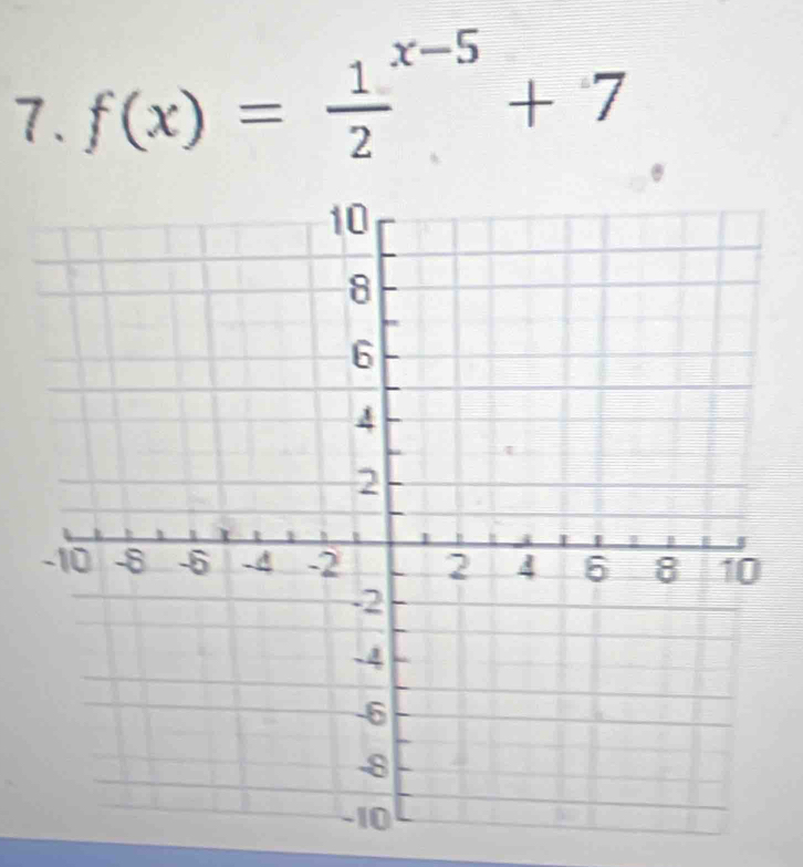 f(x)=frac 12^(x-5)+7