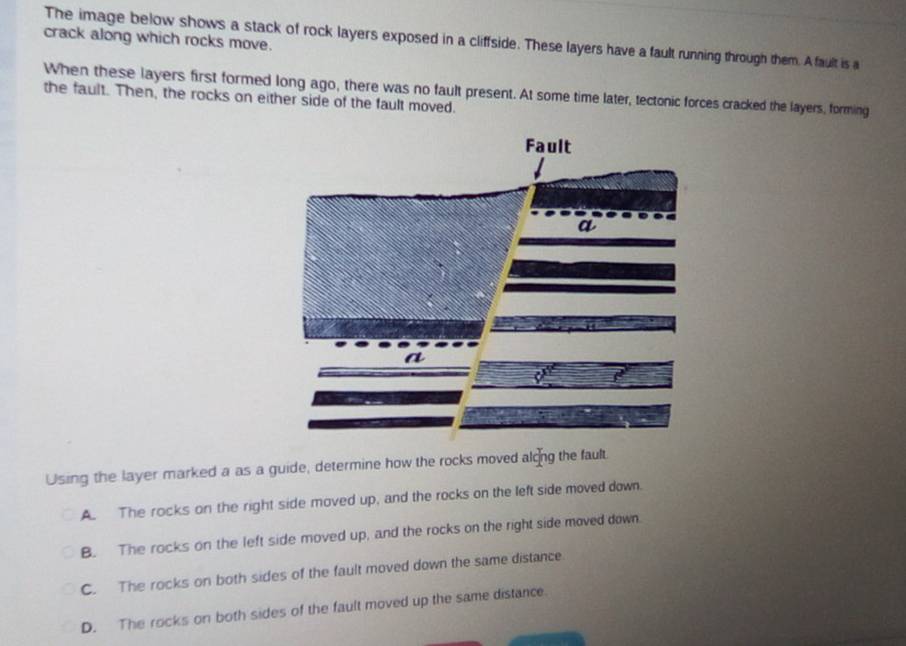 Solved: crack along which rocks move. The image below shows a stack of ...