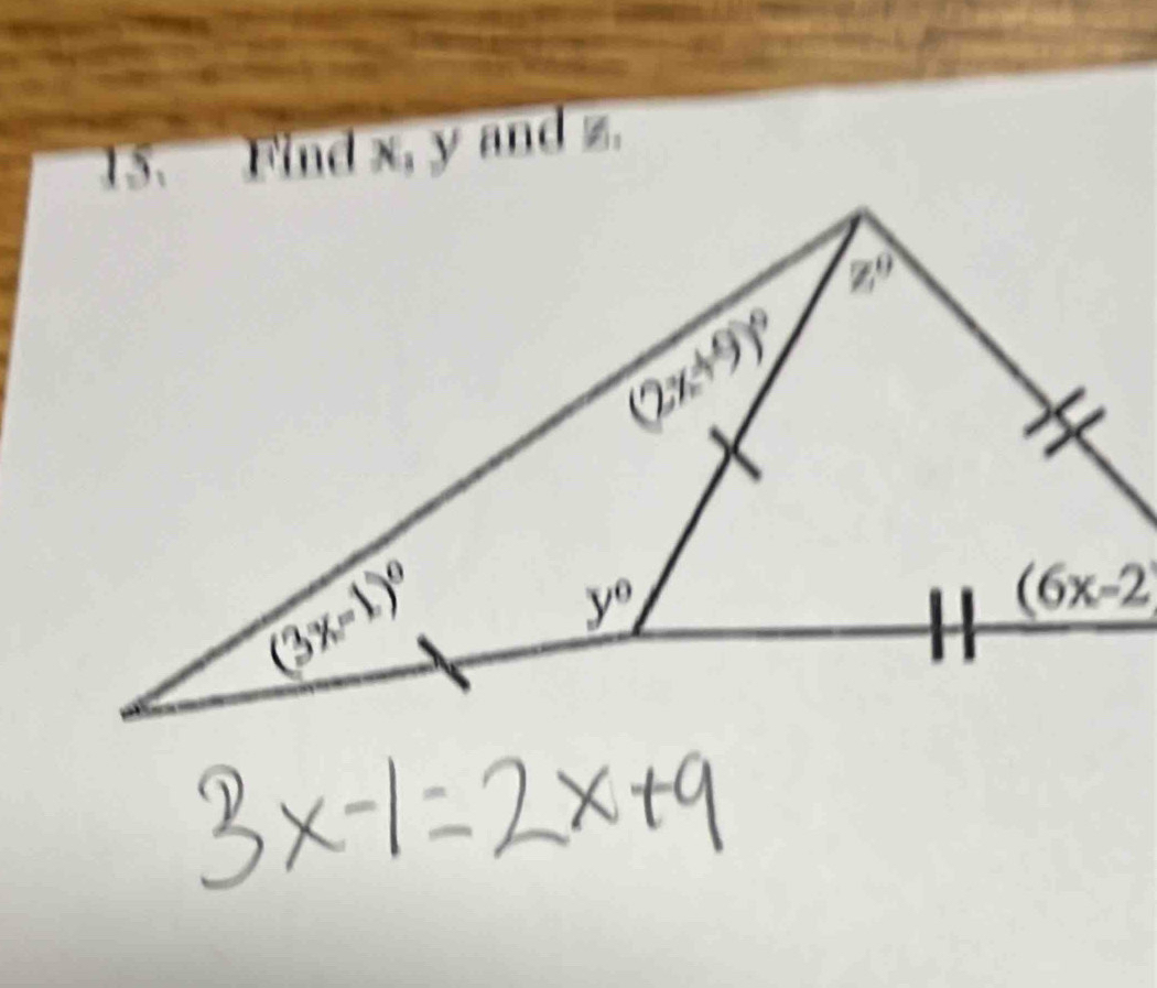 Find x, y and z.