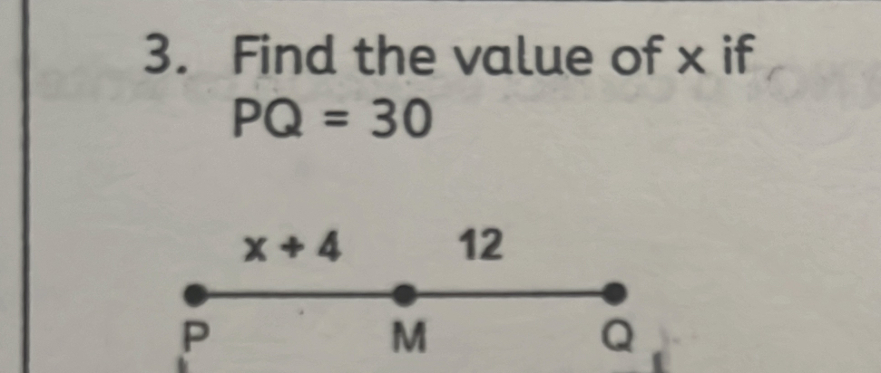 Find the value of x if
PQ=30