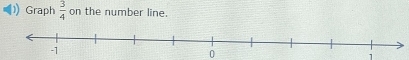 Graph  3/4  on the number line.
0
1