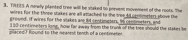 Solved: TREES A newly planted tree will be staked to prevent movement ...