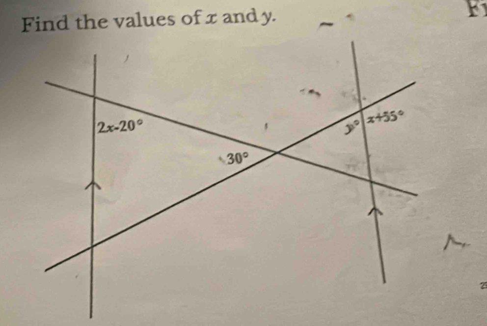 Find the values of x and y. F1