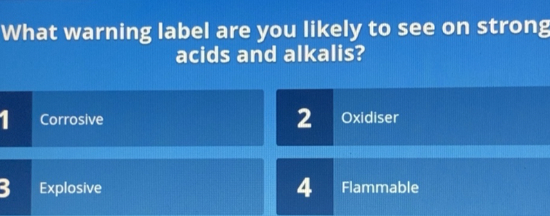 Solved: What warning label are you likely to see on strong acids and ...
