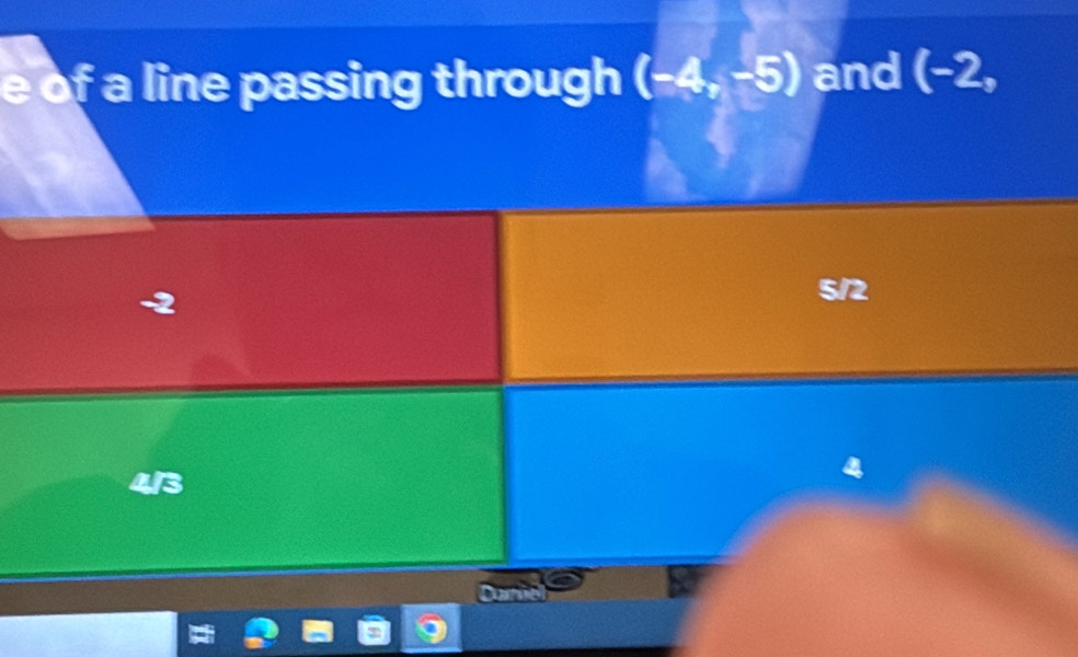 of a line passing through (-4,-5) and (-2,
5/2