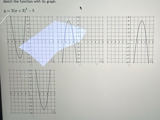 Match the function with its graph.
y=3(x+3)^2-5