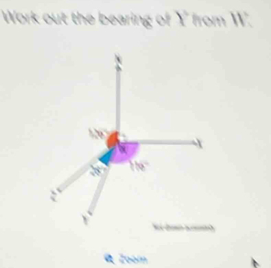 Work out the bearing of Y from W.
1 2 1
28 108°
_ 
 
a Zoom