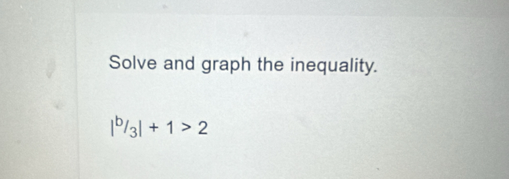 Solve and graph the inequality.
|^b/_3|+1>2