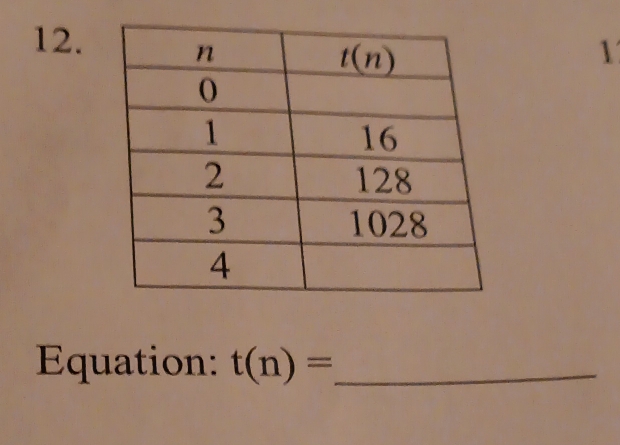 Equation: t(n)= _