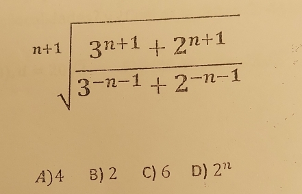 A)4 B) 2 C) 6 D) 2^n