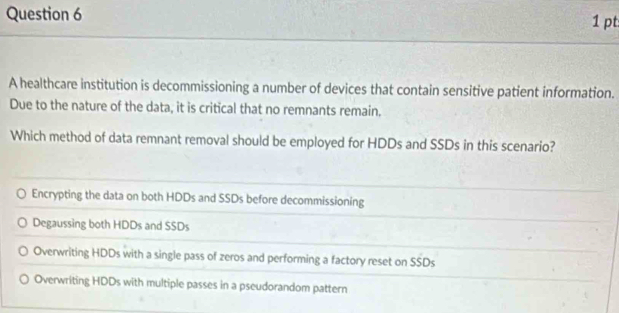 Solved: A healthcare institution is decommissioning a number of devices ...