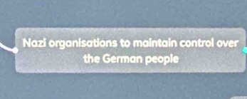 Nazi organisations to maintain control over 
the German people