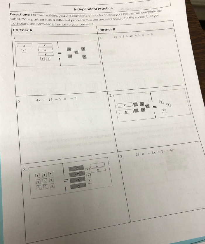 Independent Practice
Dl complete the
o
c