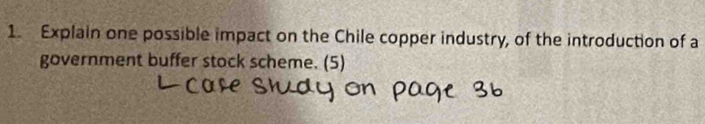 Explain one possible impact on the Chile copper industry, of the introduction of a 
government buffer stock scheme. (5)