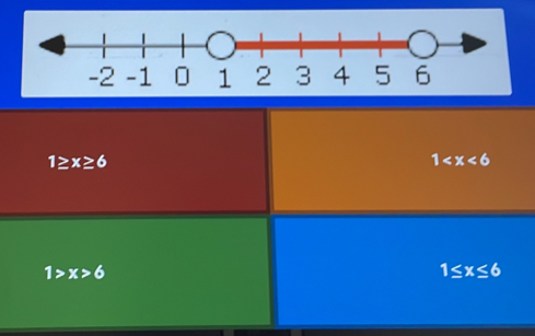 1≥ x≥ 6
1
1>x>6
1≤ x≤ 6