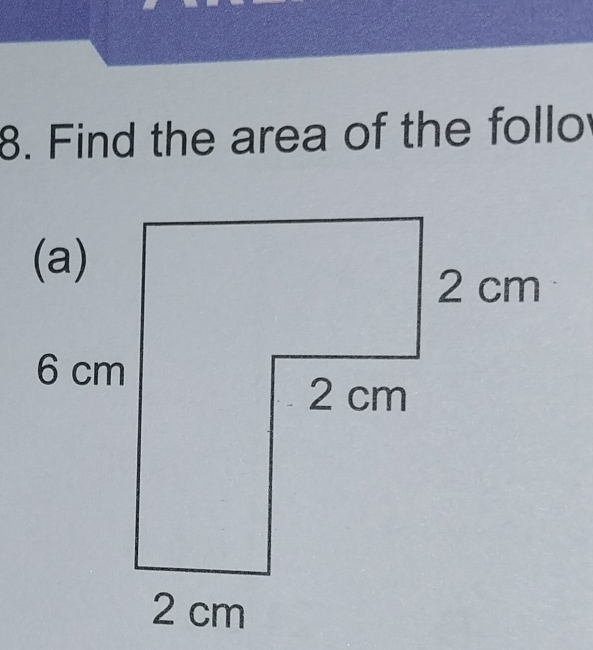 Find the area of the follo