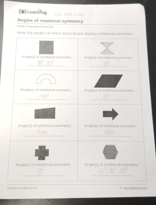 Solved: Learning Angles of rotational symmetry Grade 4 Geometry ...