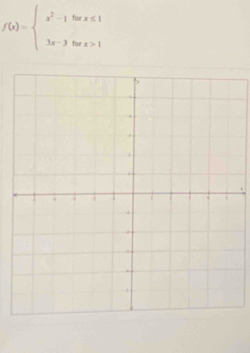 f(x)=beginarrayl x^2-1forx≤ 1 3x-3forx>1endarray.
x