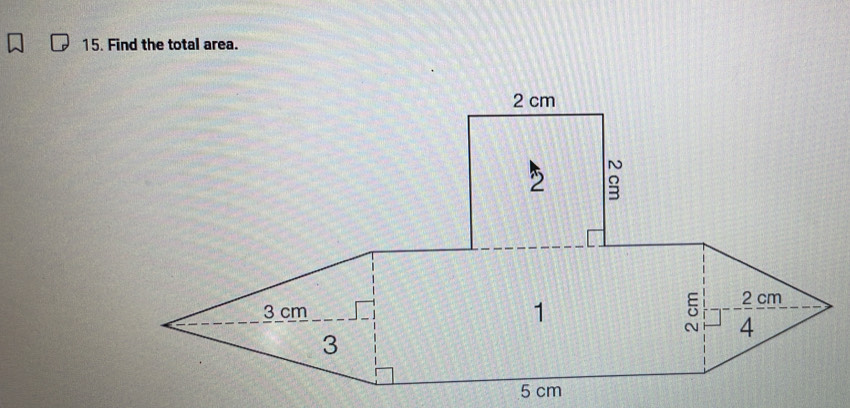 Find the total area.
5 cm