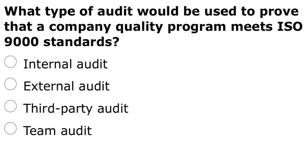 Solved: What type of audit would be used to prove that a company ...