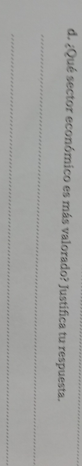 ¿Qué sector económico es más valorado? Justifica tu respuesta. 
_ 
_