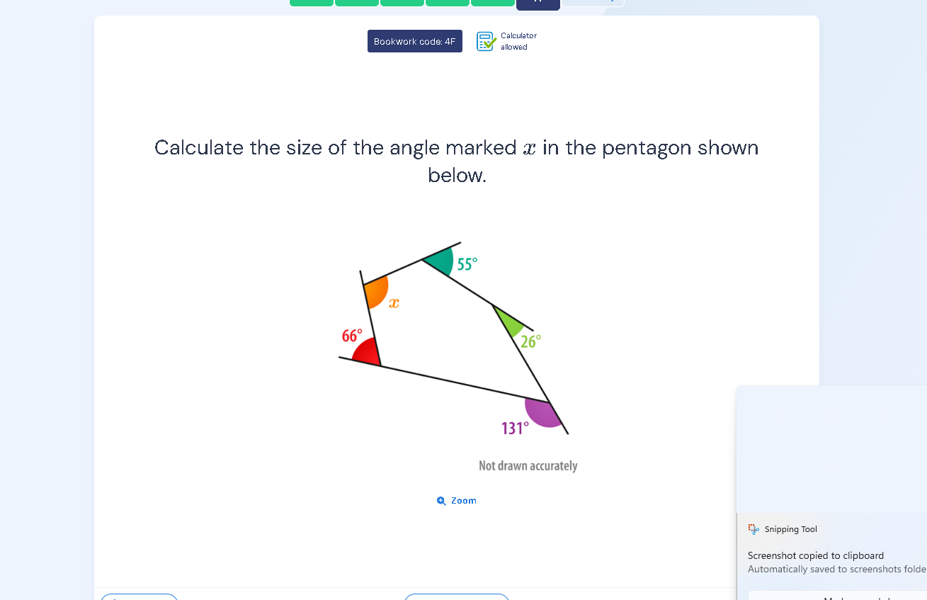 Solved: Bookwork code: 4F Calculator allowed Calculate the size of the ...