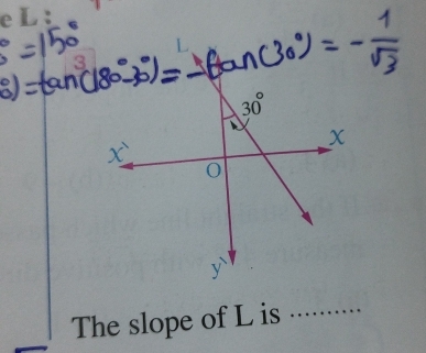 L:
The slope of L is .