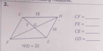 sures.
CF= _
FE= _
CE= _
GD= _