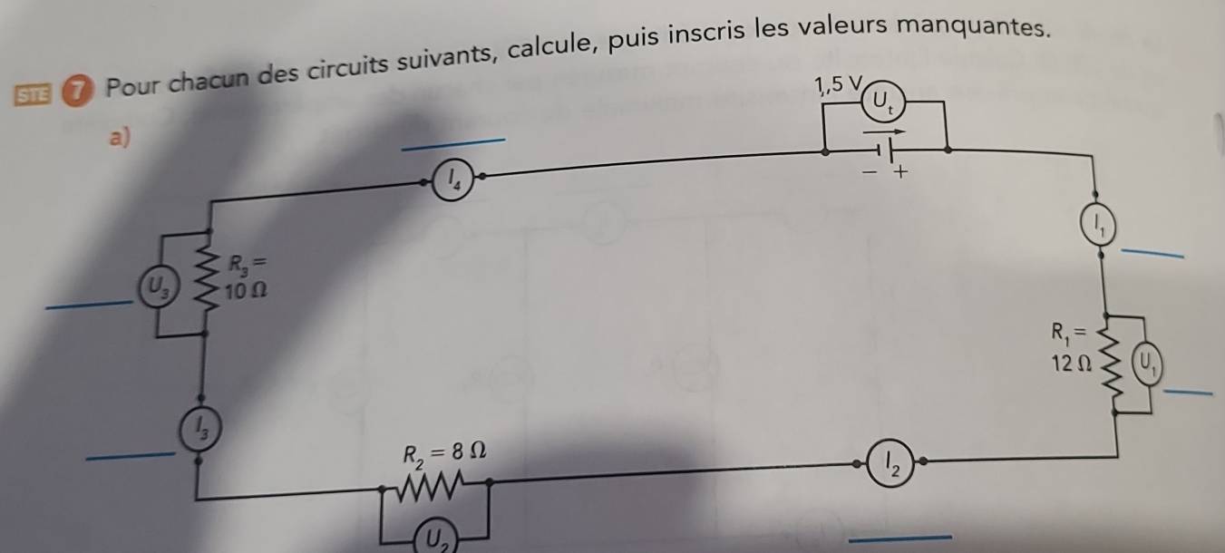 Snts, calcule, puis inscris les valeurs manquantes.
_
U_2