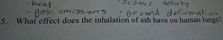 What effect does the inhalation of ash have on human lungs?